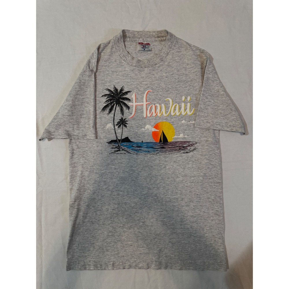 Vintage 90s Hawaii Graphic Tee Sof Tee Tee Jays Gray Tourist Souvenir Shirt Med